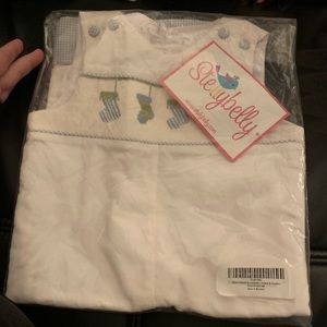 Boys smocked Christmas romper